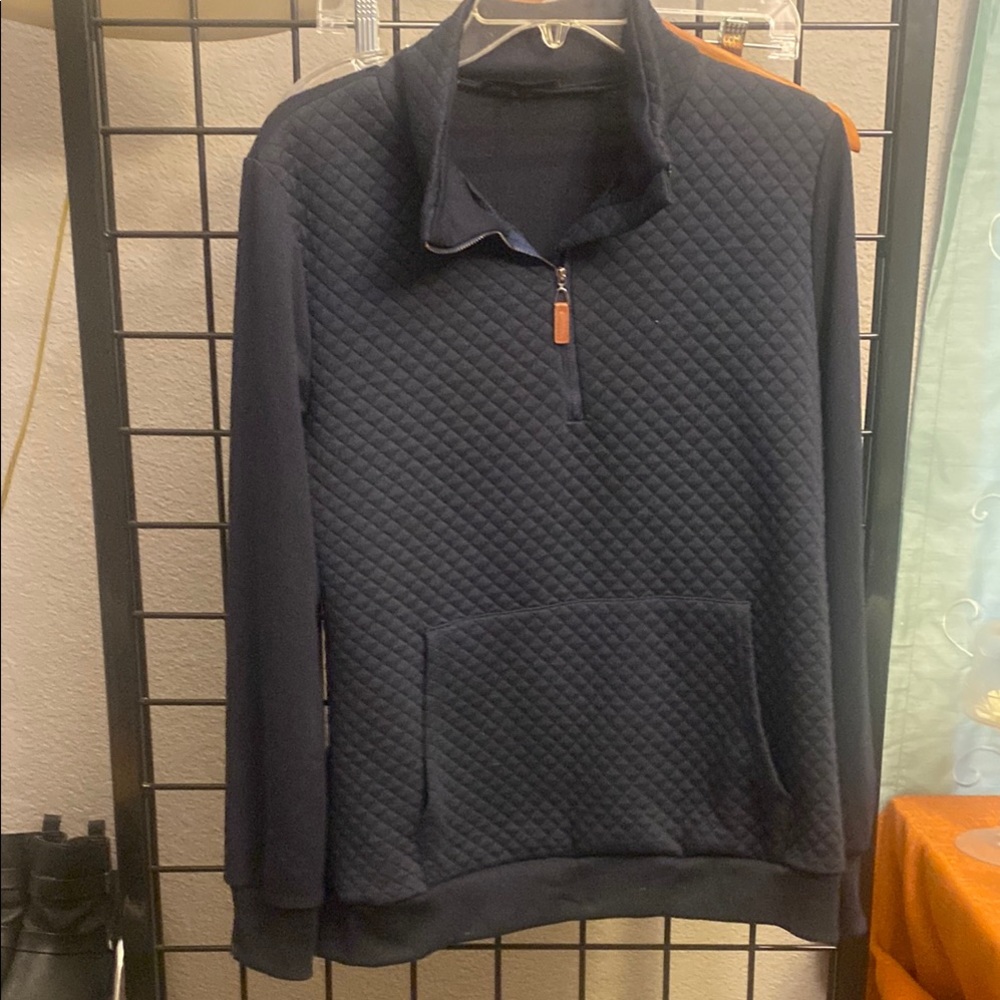 BTFBM Quilted Navy Half-Zip quilted Pullover
